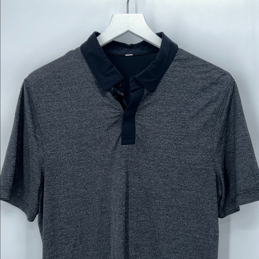 Lululemon Mens Performance Polo Shirt Gray Black Lightweight - Picture 6 of 9